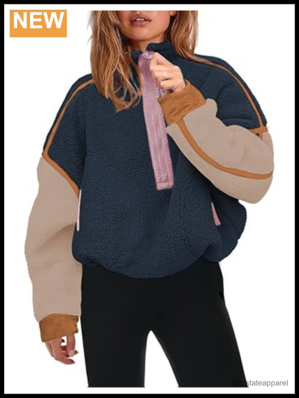 Womens Oversized Half Zip Fleece Pullover Sweatshirt Cozy Sherpa